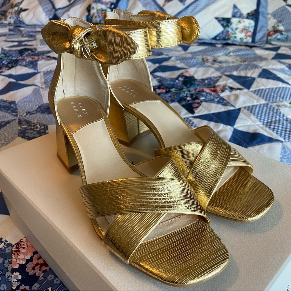 Alex Marie Adeline Leather Bow Block Heel Sandals - 8.5M